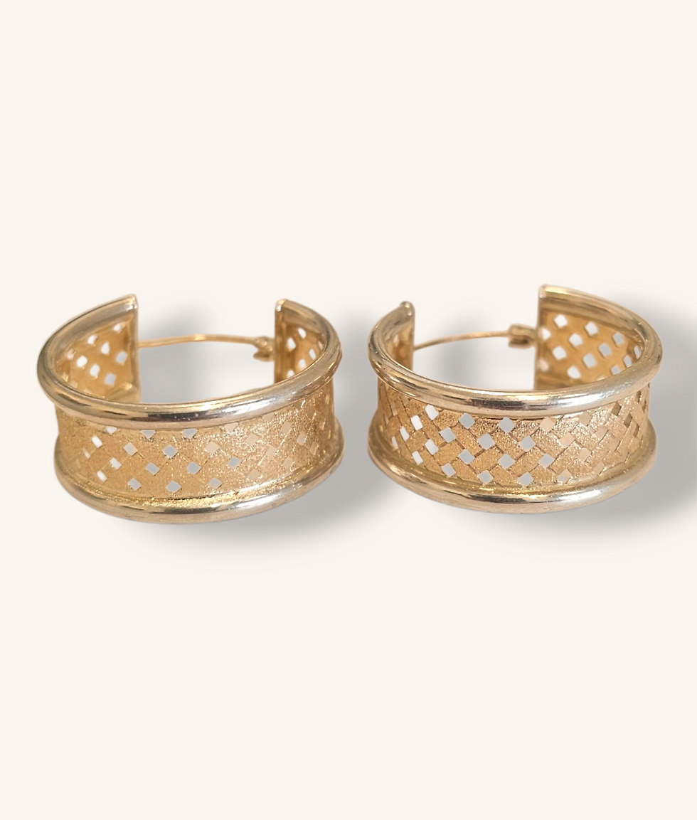 Thumbnail: 10K TWO-TONE CHUNKY HOOP EARRINGS - 01197J