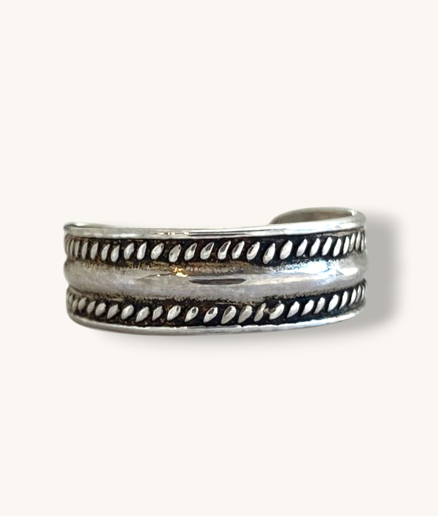 925 STERLING SILVER ROPE TWIST EDGE TOE RING - SZ 4 -RG925025-H