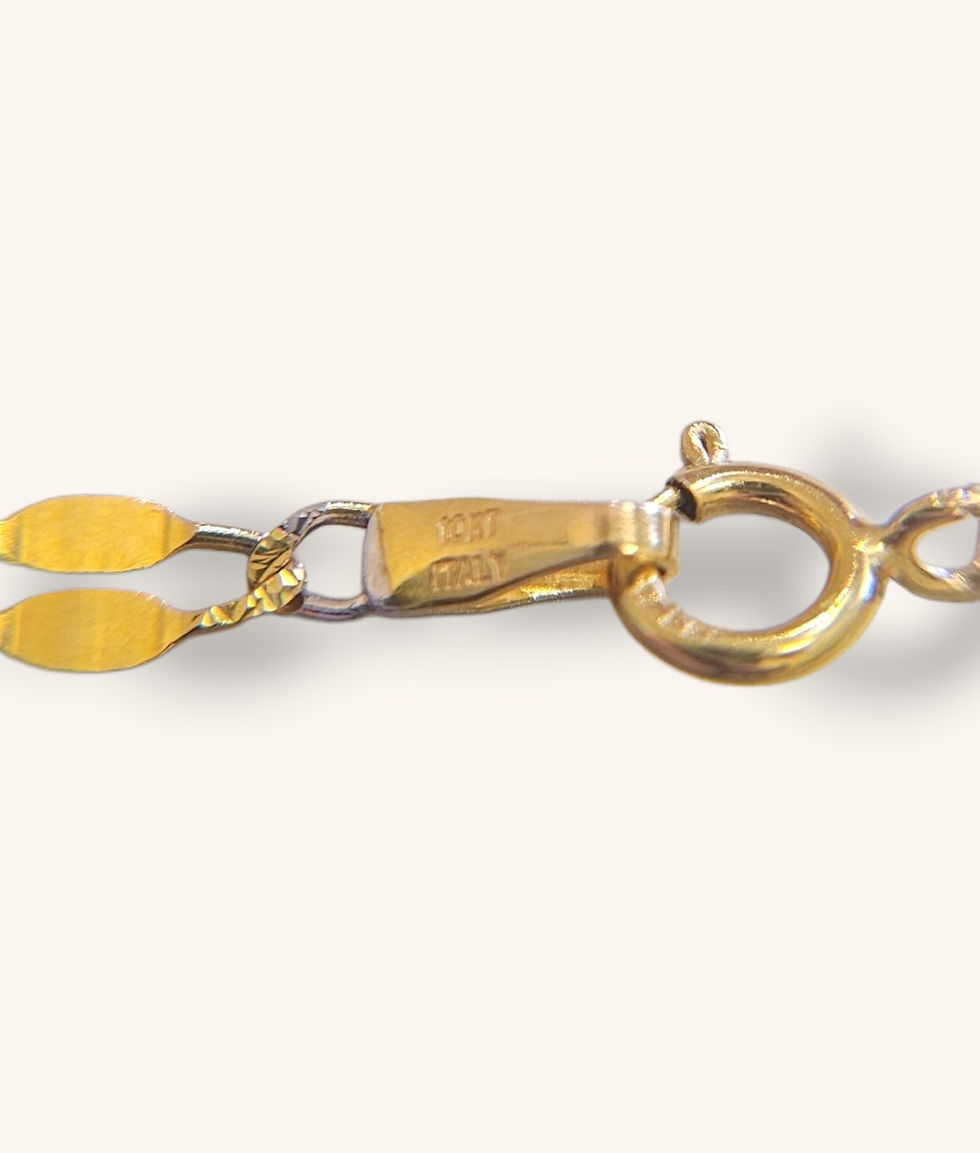 Thumbnail: 10K TRI-COLOR MIXED LINK CURB & DIAMOND-CUT NECKLACE 18" - 01242J