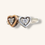 Thumbnail: SILVER & 10K ROSE GOLD DOUBLE HEART CUBIC ZIRCONIA RING - 00493J