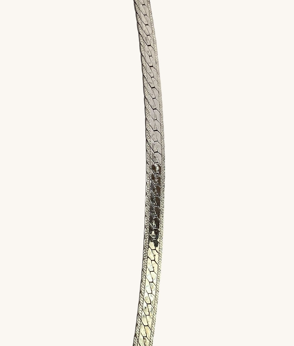 Thumbnail: SILVER HERRINGBONE TEXTURED EDGE CHAIN 17" - H