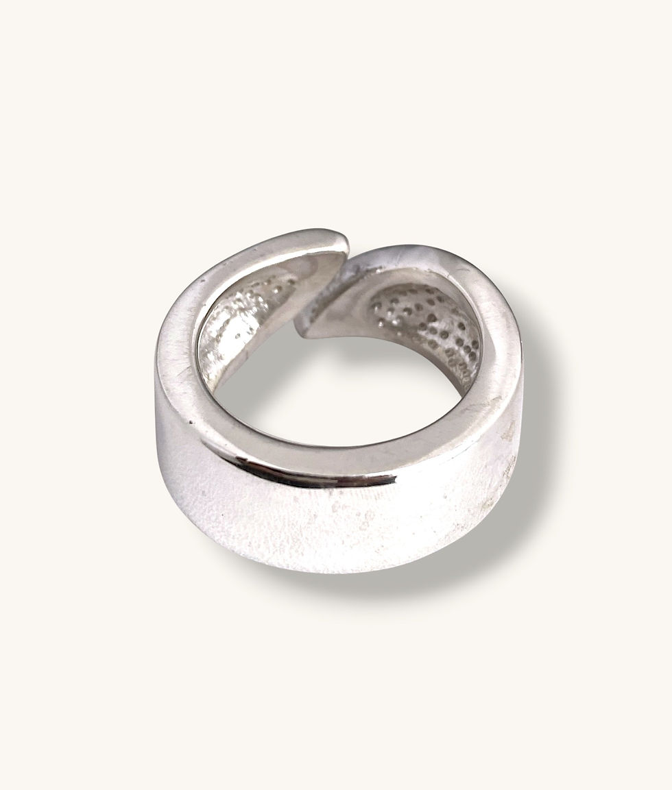 Thumbnail: 925 STERLING SILVER CZ WIDE SPLIT CUFF RING SZ 6.75 - RG925082-H
