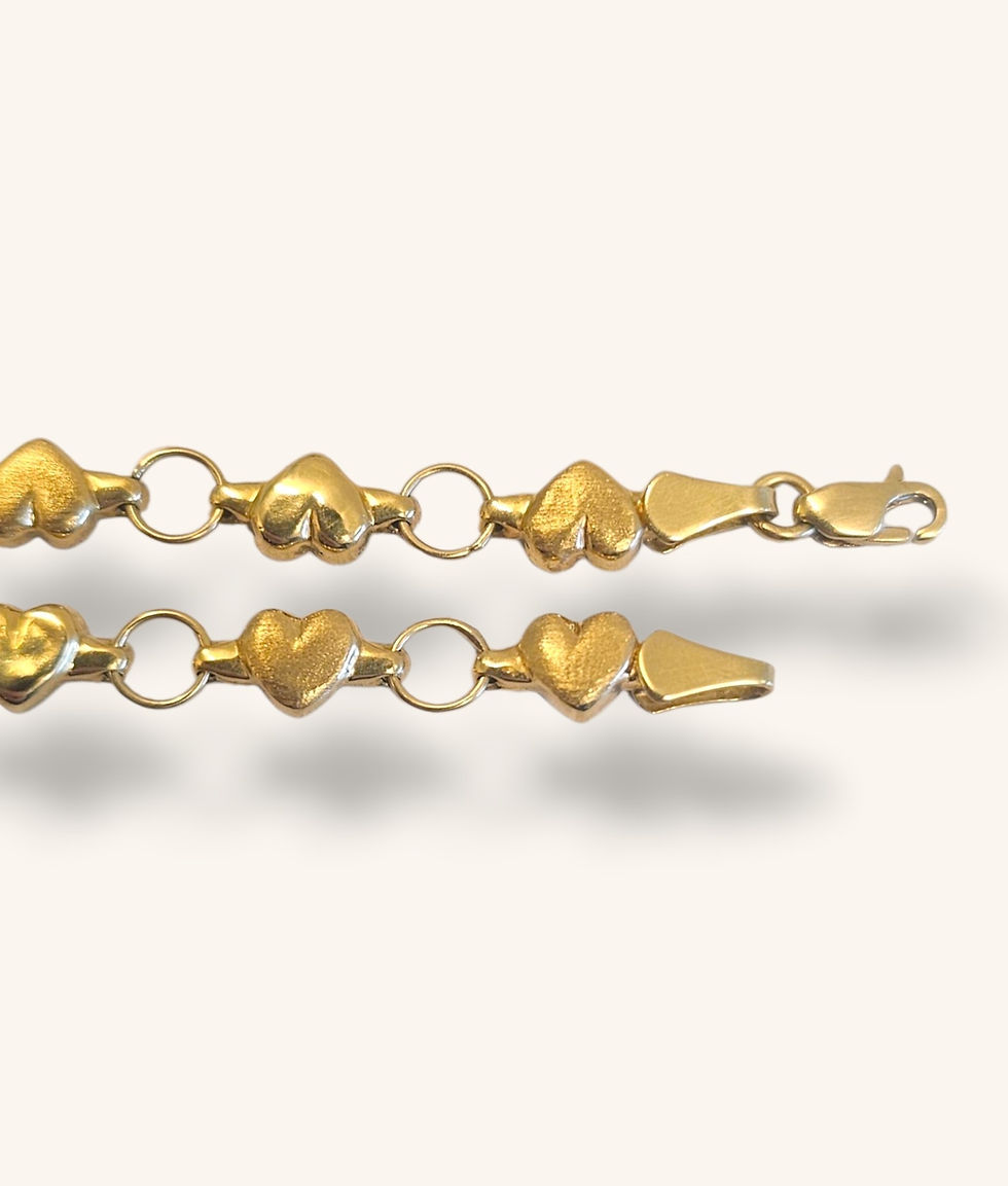 Thumbnail: 10K YELLOW GOLD PUFFED HEART LINK ANKLET 9.5" - 01395J