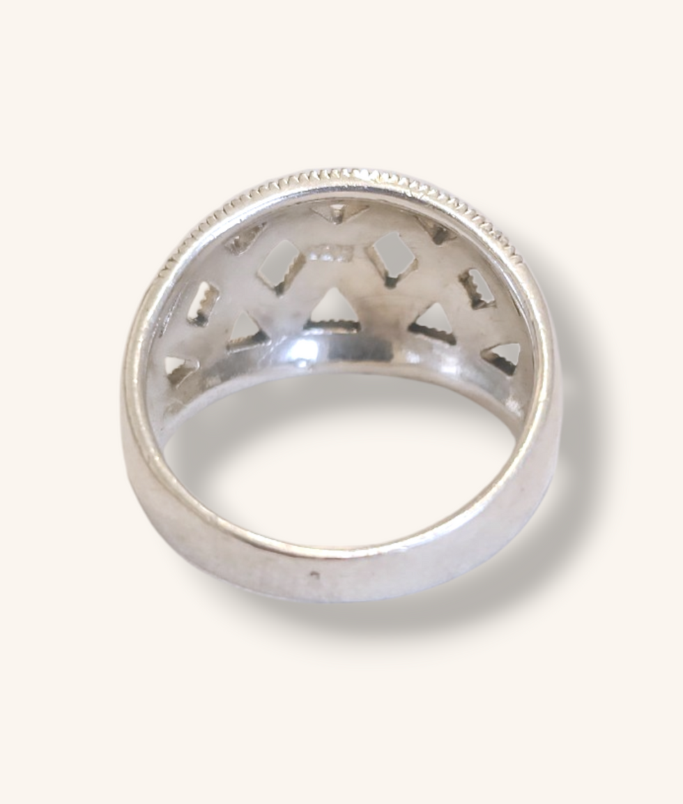 Thumbnail: 925 SILVER MARCASITE WIDE BAND RING - 01159J