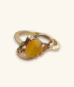 10K CHRYSOBERYL CAT’S EYE CABOCHON RING - SZ 3.5 - H