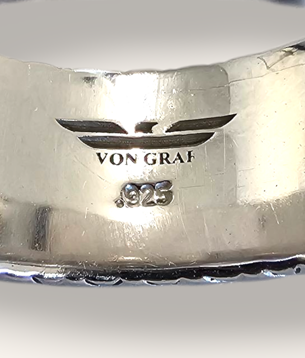 Thumbnail: SILVER HERRINGBONE PATTERNED RING - SZ 11 - 00608H