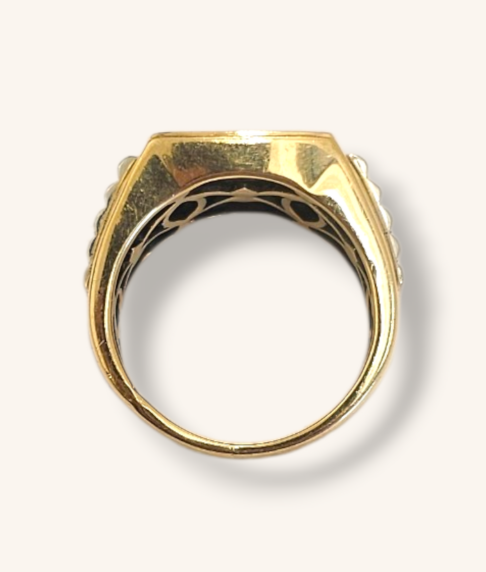 Thumbnail: 10K  TWO-TONE SQUARE DIAMOND RING - SZ 10 - 01082H