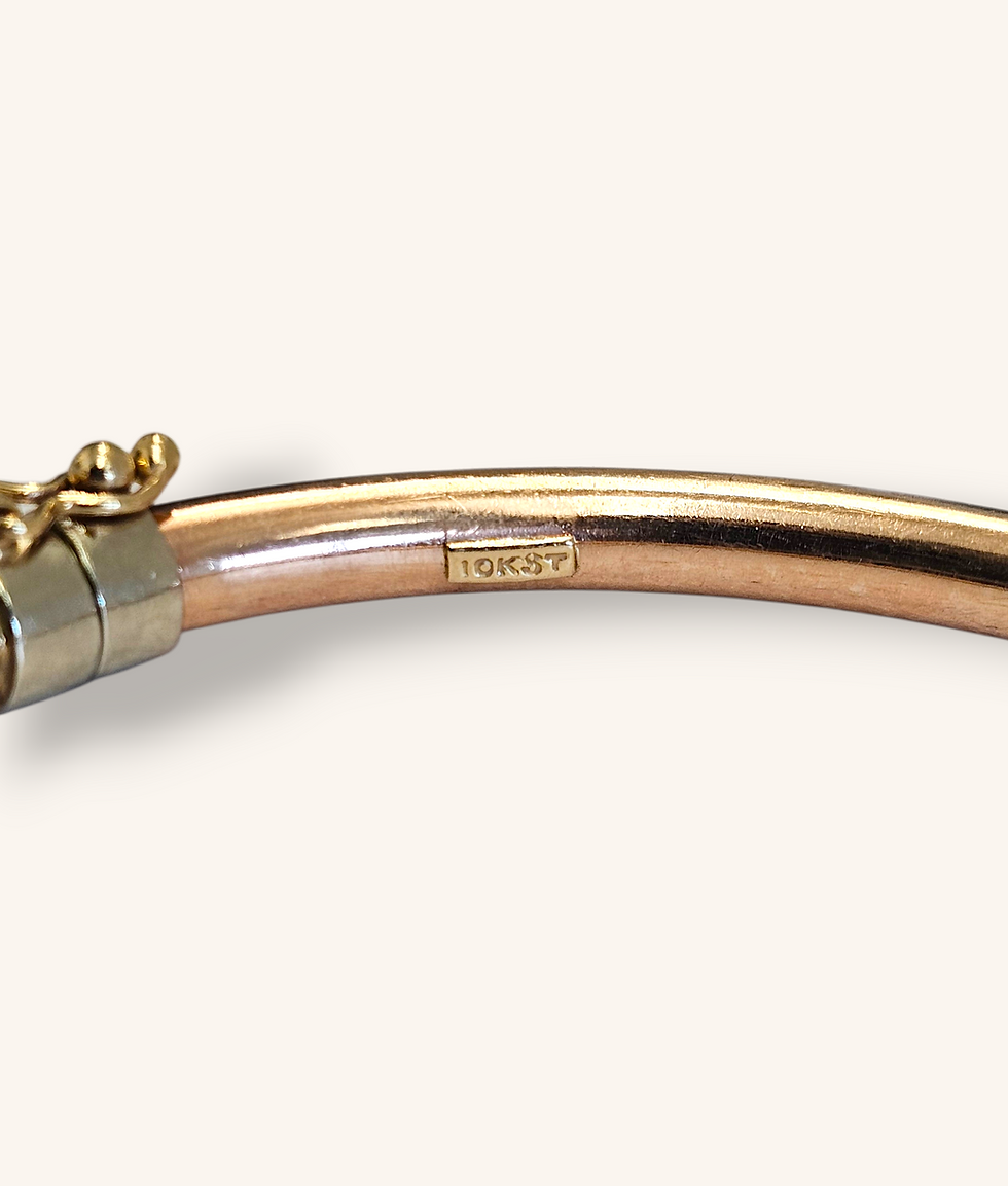 Thumbnail: 10K TRI TONE GOLD POLISHED TWISTED BANGLE BRACELET - 00830J