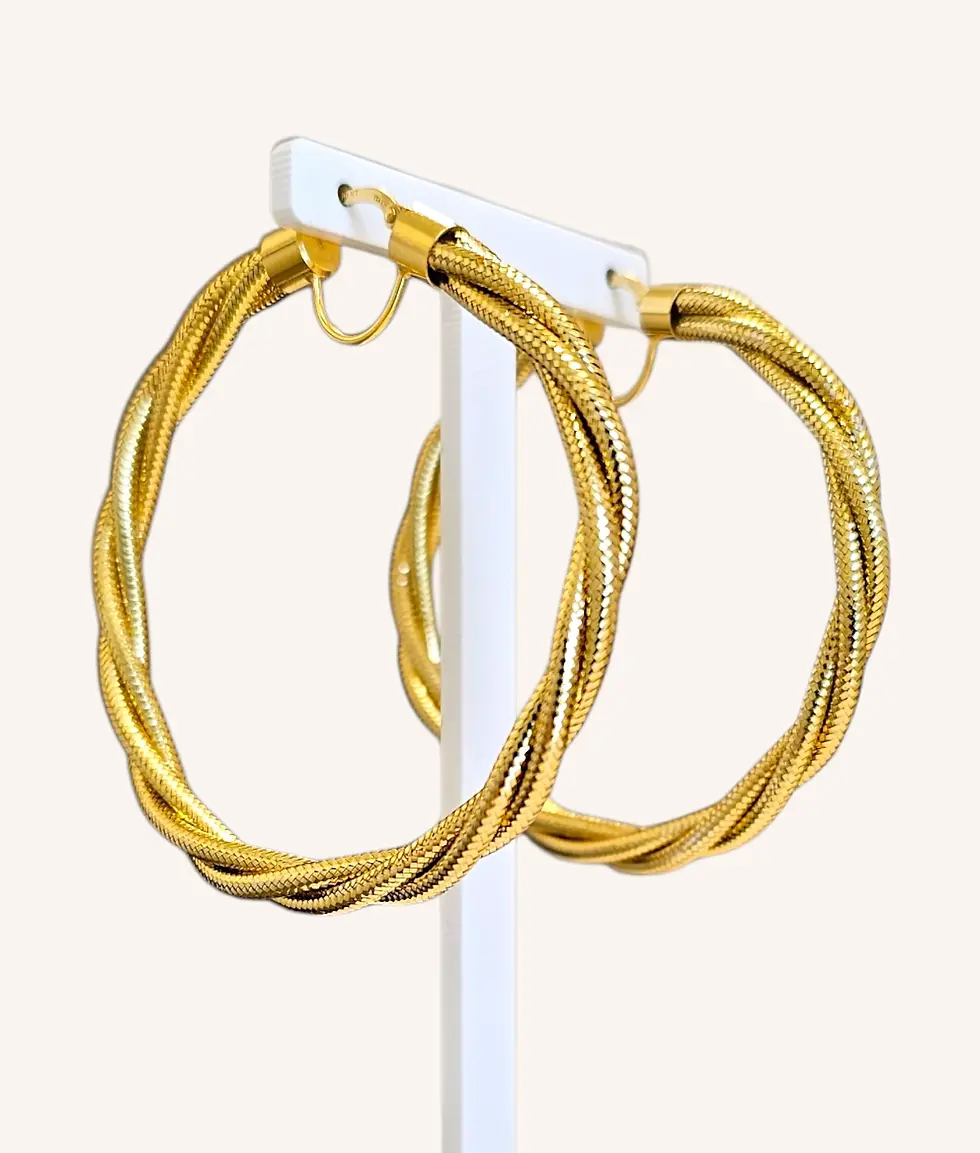 Thumbnail: 14K YELLOW GOLD DOUBLE TWISTED SNAKE LINK EARRINGS - 01001J