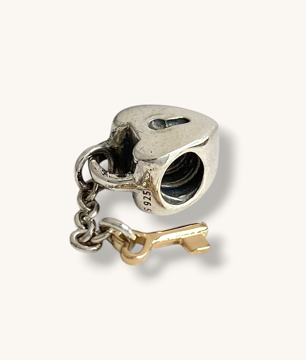 Thumbnail: 925 STERLING SILVER 14K TWO-TONE PANDORA KEY TO MY HEART CHARM - H