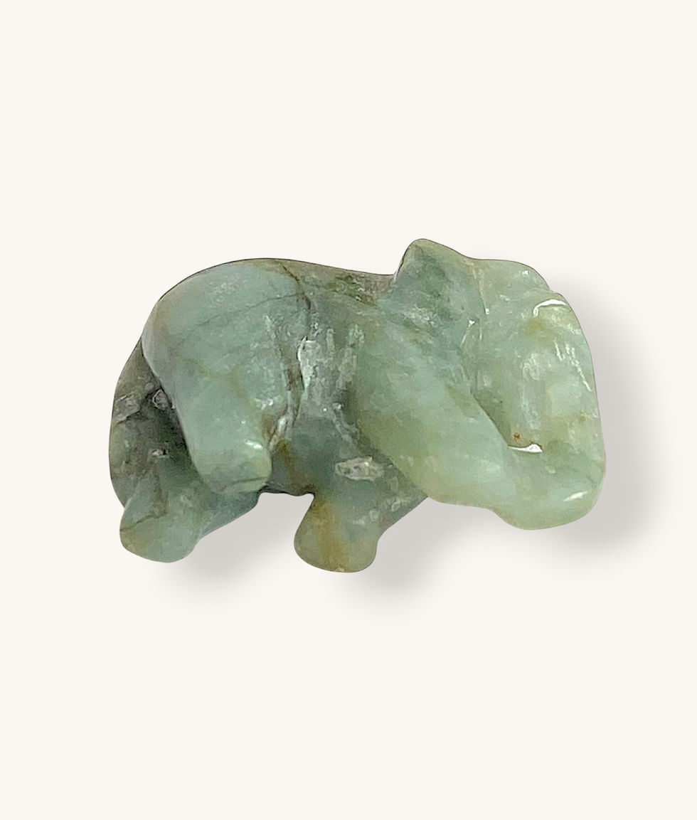 Thumbnail: 14K YELLOW GOLD MARBLE JADE ELEPHANT PENDANT - H