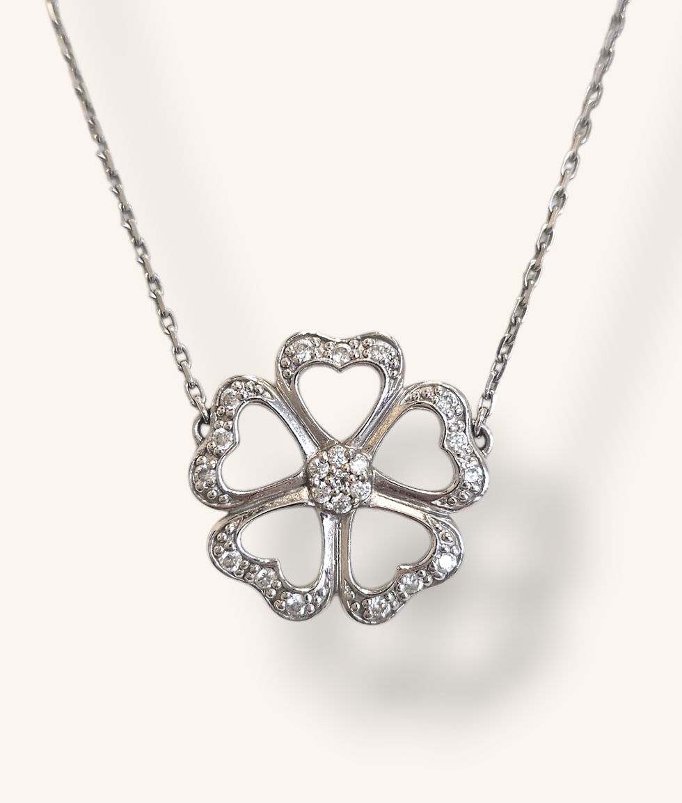Thumbnail: 14K WHITE GOLD DIAMOND CLOVER PENDANT NECKLACE 18.5"  - 01237J