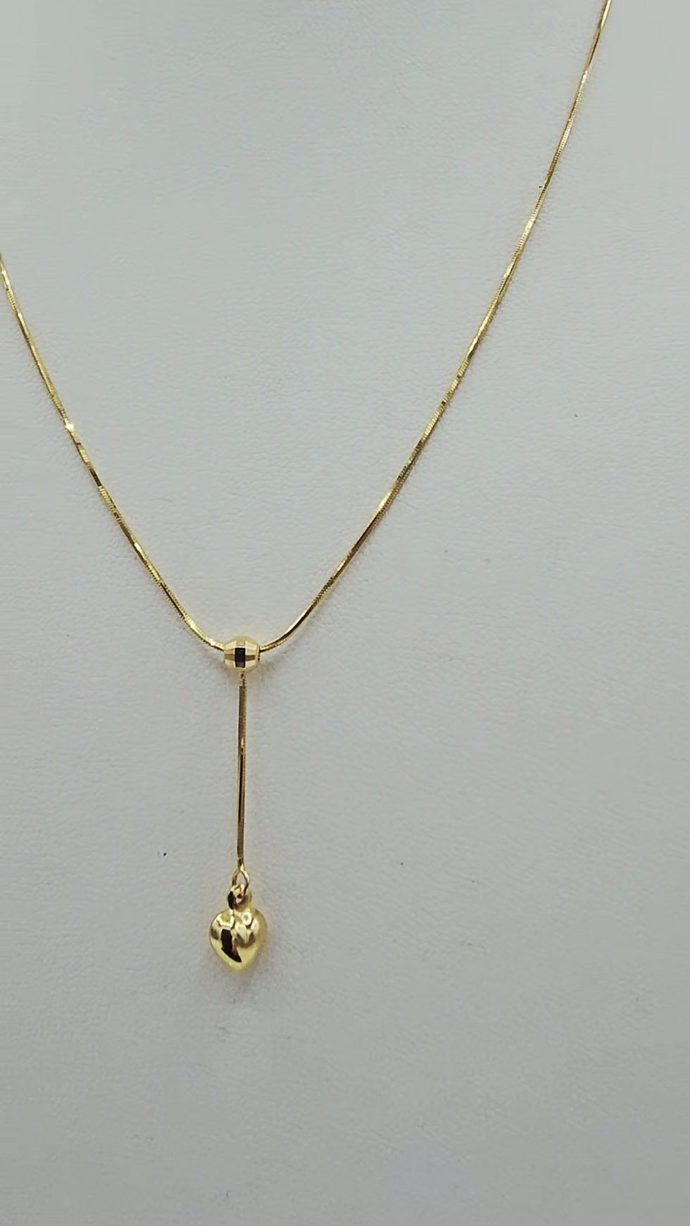 Thumbnail: 10K YELLOW GOLD LARIAT NECKLACE W/ HEART SHAPED PENDANT 16" - 01236J