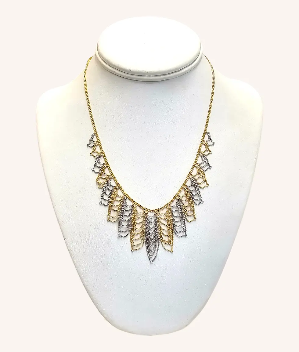 Thumbnail: 14K GOLD TWO TONE BEADED 17" BIB NECKLACE - 00921H