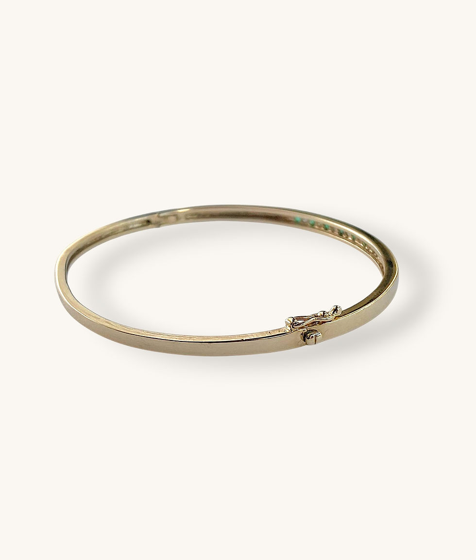 Thumbnail: 10K YELLOW GOLD EMERALD AND DIAMOND BANGLE - H