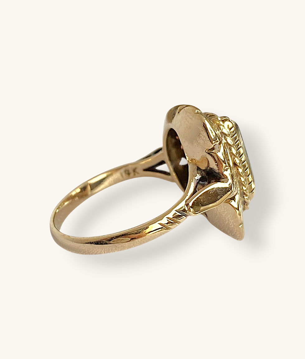 Thumbnail: VINTAGE 14K GOLD SMOKY QUARTZ RING - SZ 5- 00701H