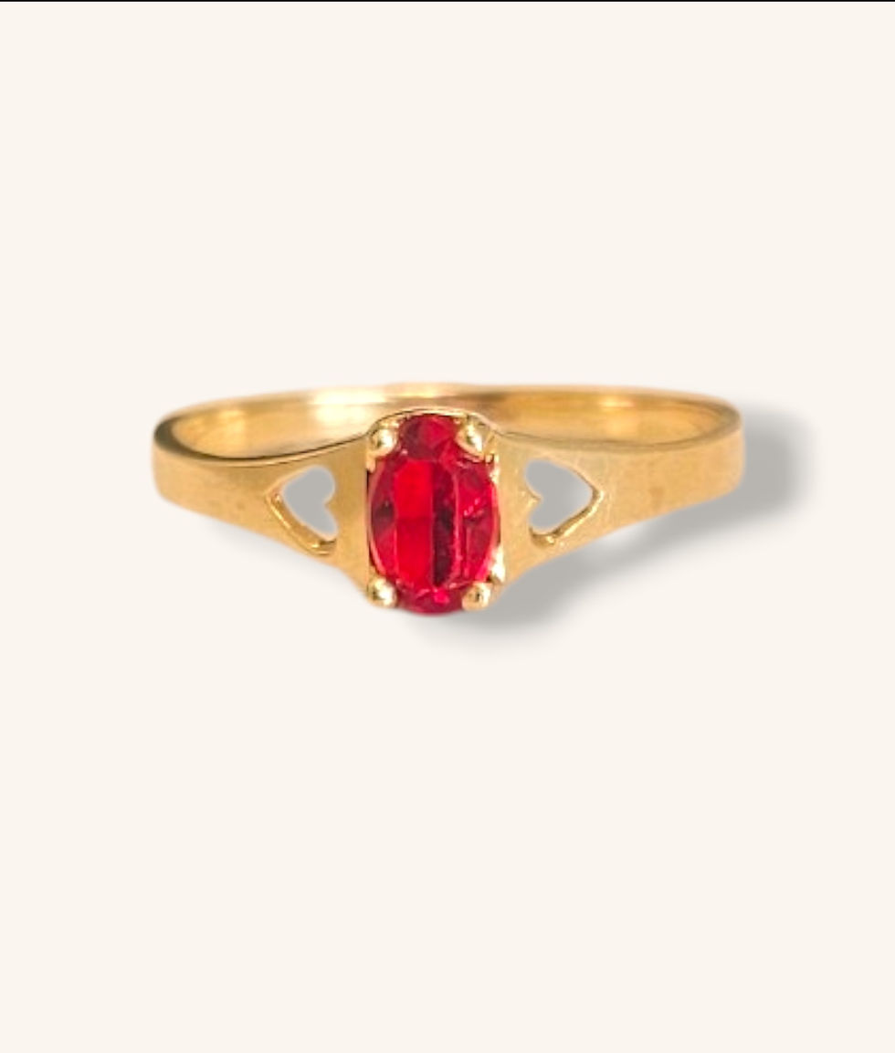 Thumbnail: 10K YELLOW GOLD OVAL CUT RUBY RING SZ:6 - 01272J