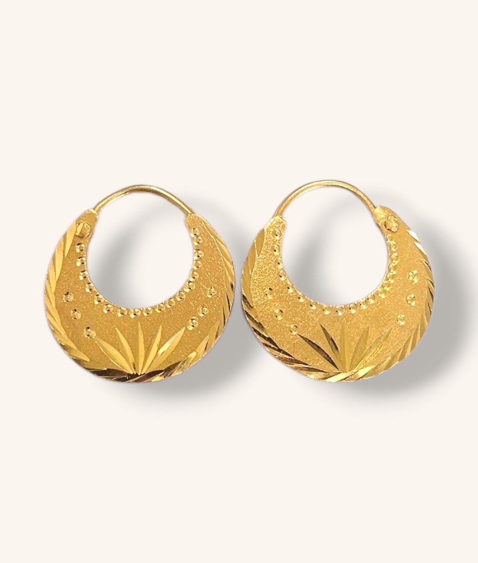 Thumbnail: 22K YELLOW GOLD HOOP EARRINGS - 01190J