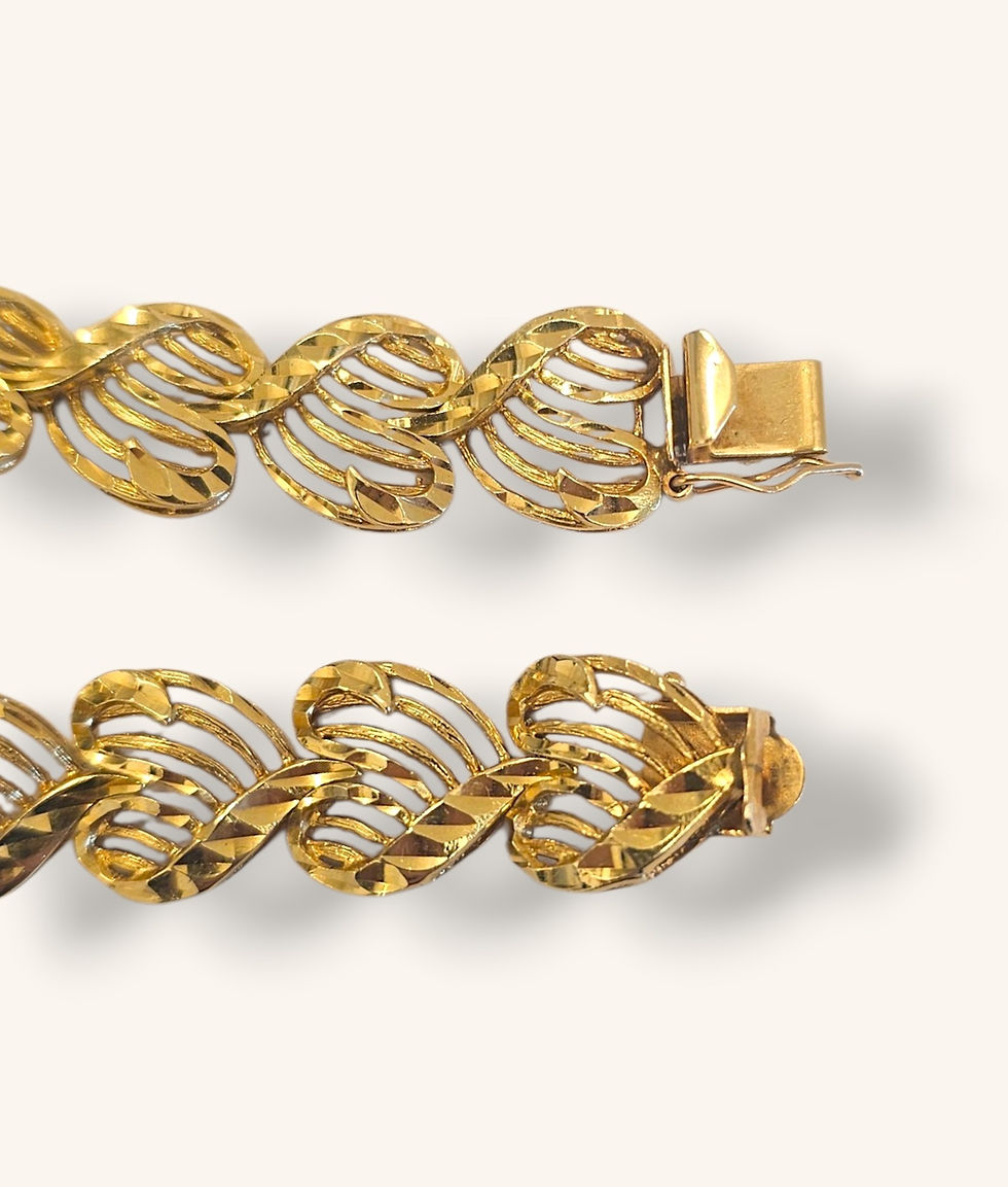 Thumbnail: 14K YELLOW GOLD HEART-SHAPED LINK BRACELET 7.25" - 01401J