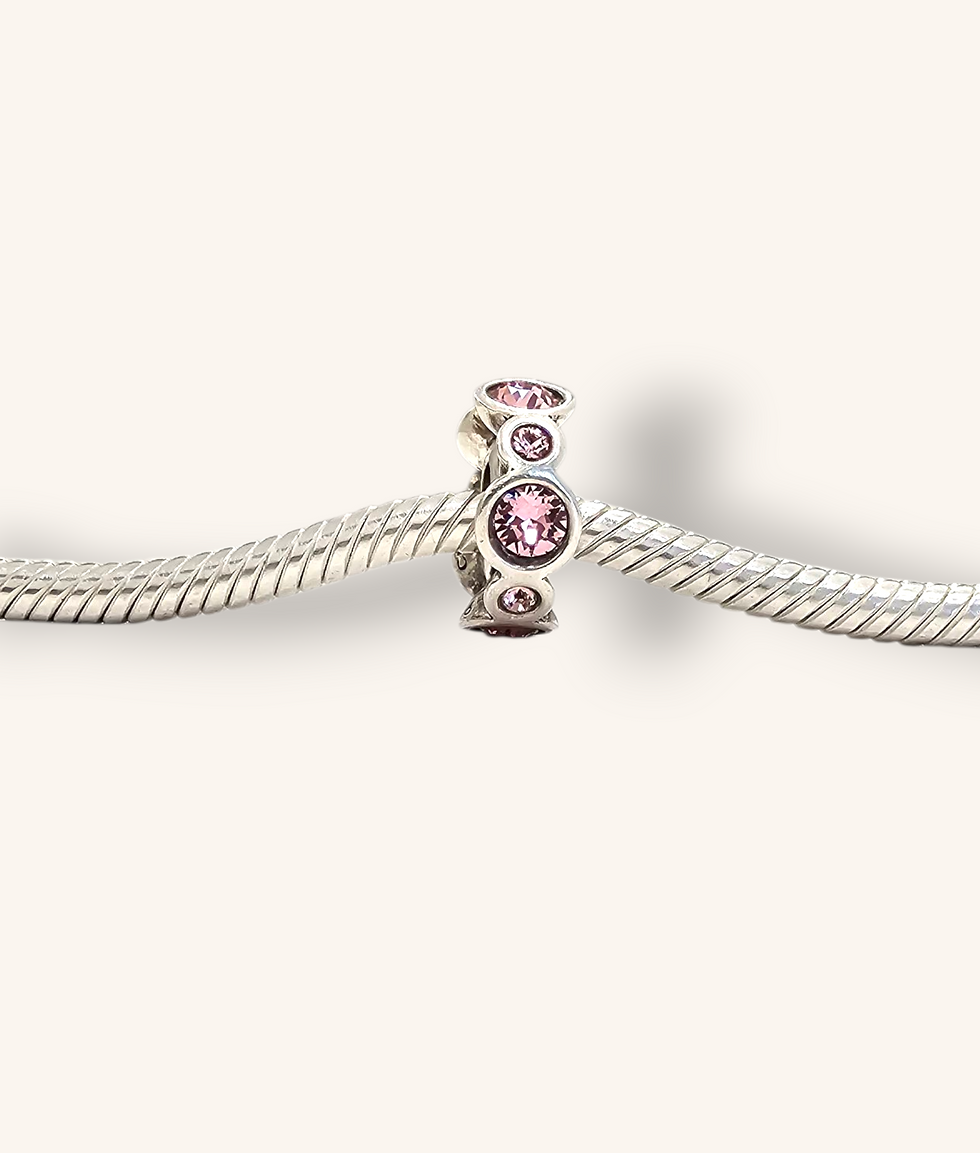 Thumbnail: CHAMILIA PINK CRYSTAL BIRTHSTONE SPACER CHARM - 00766J