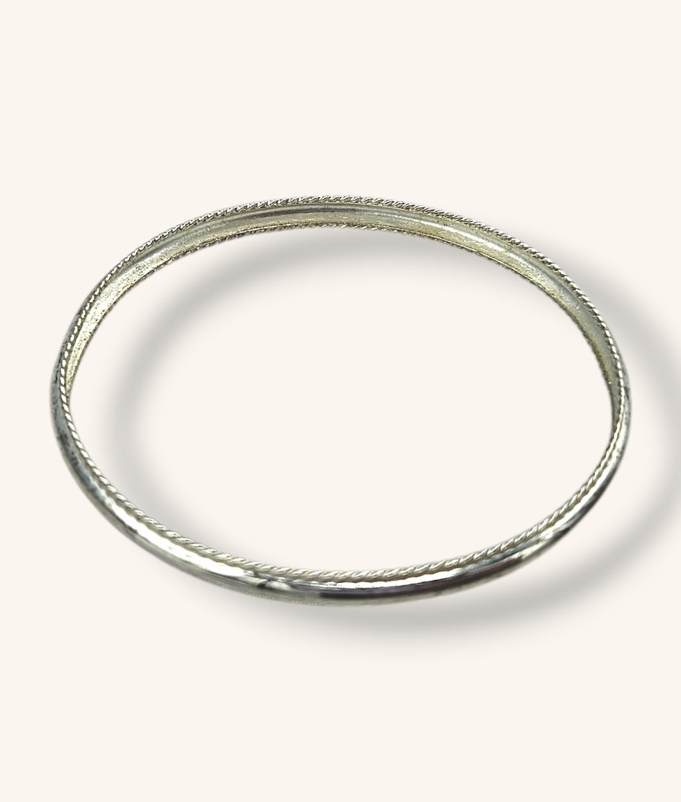 Thumbnail: 925 SILVER RIBBED EDGE BANGLE - 01314J