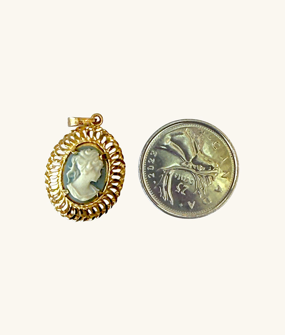 Thumbnail: 10K ITALIAN BLUE VICTORIAN STYLE CAMEO FILIGREE GOLD PENDANT - PD10K013-H