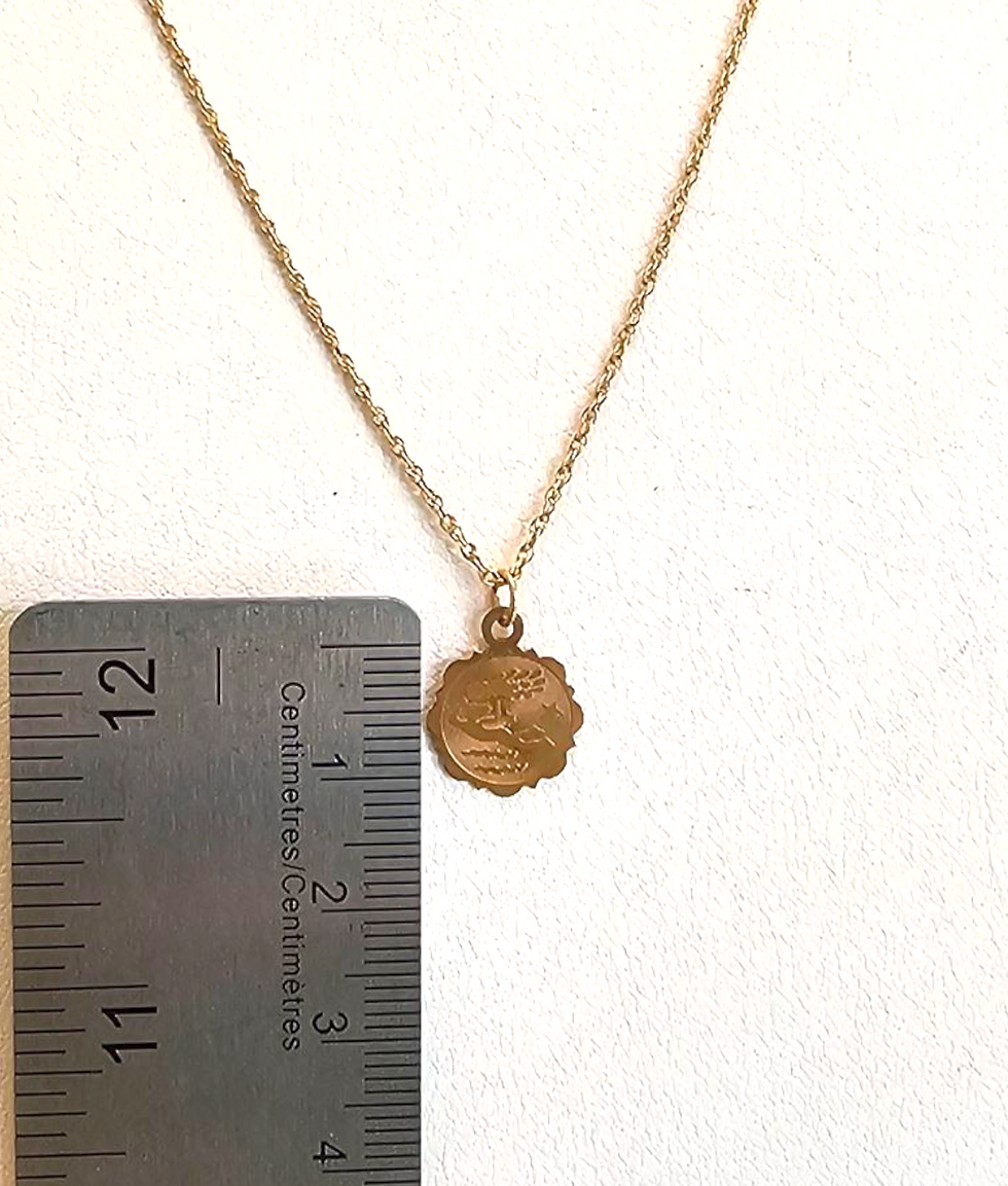 Thumbnail: 10K GOLD AQUARIUS ZODIAC PENDANT NECKLACE- 00520H
