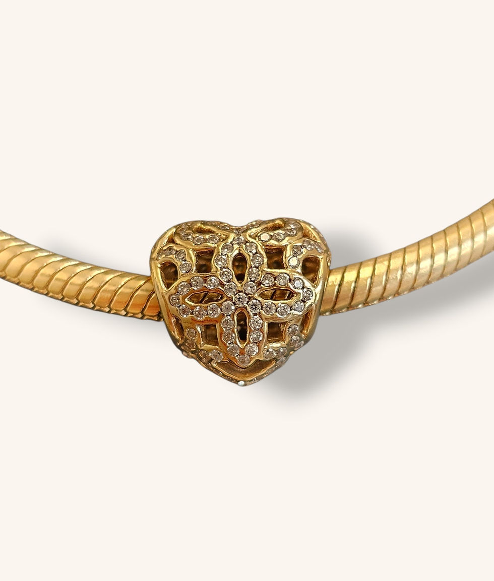 Thumbnail: PANDORA RETIRED 14K GOLD "LOVE & APPRECIATION" CHARM - 01430J