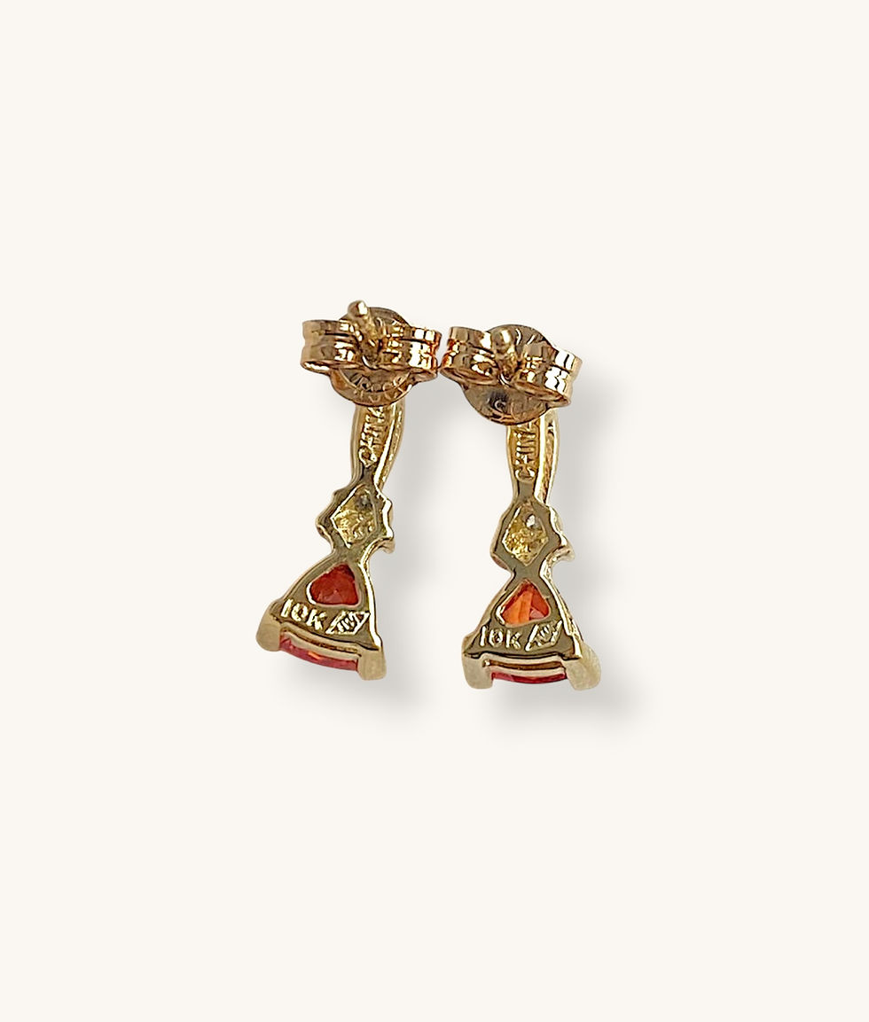 Thumbnail: 10K YELLOW GOLD TRILLION CUT SIMULATED CITRINE DIAMOND DROP EARRINGS - H