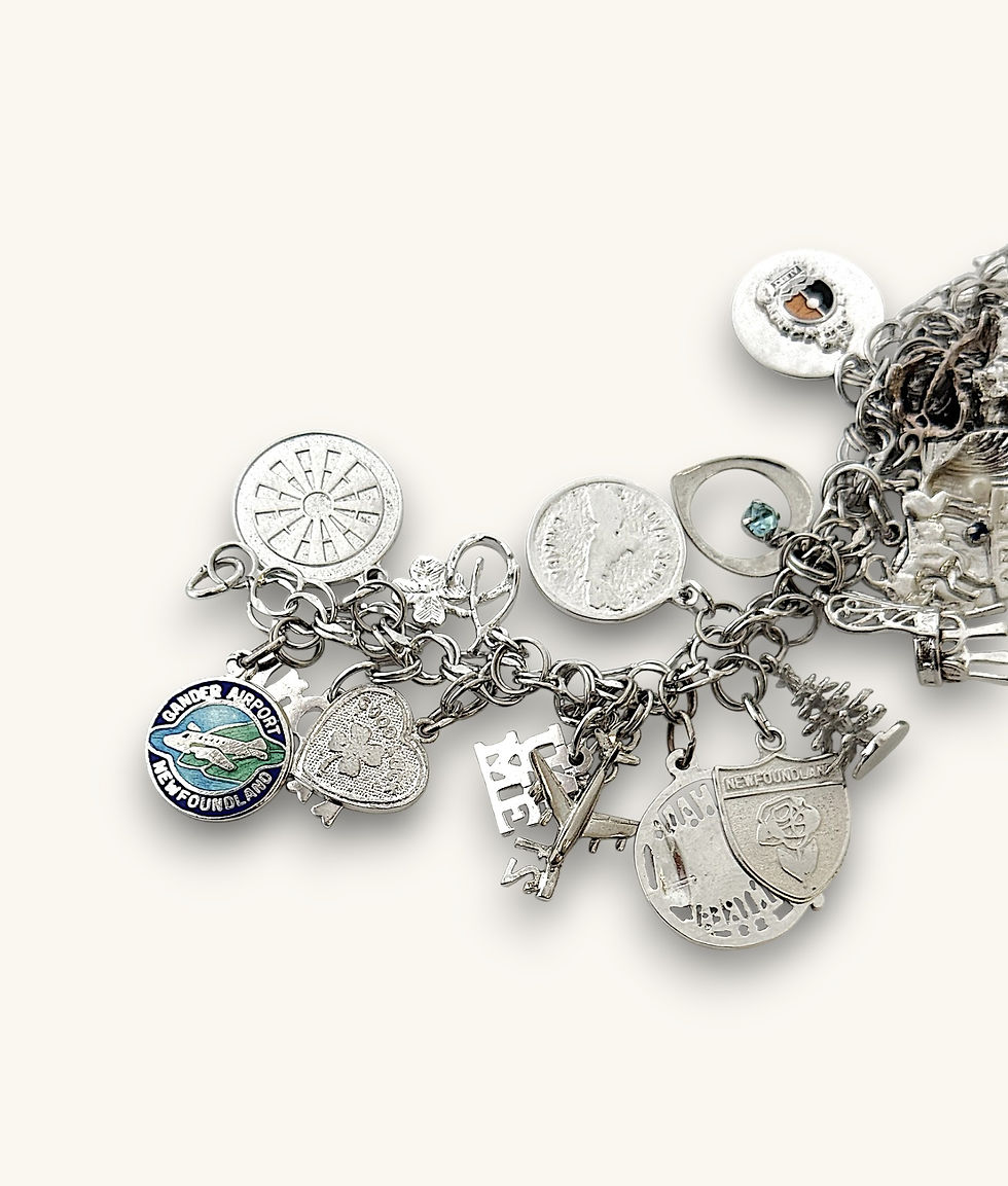 Thumbnail: VINTAGE SILVER PLATED DOUBLE LINK CHAIN CHARM BRACELET – BR095-J