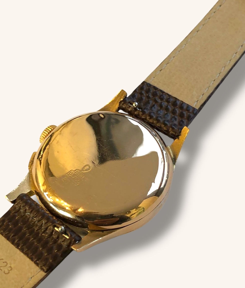 Thumbnail: RARE 1950S DELBANA 18K ROSE GOLD CHRONOGRAPH GENTS WRISTWATCH - H