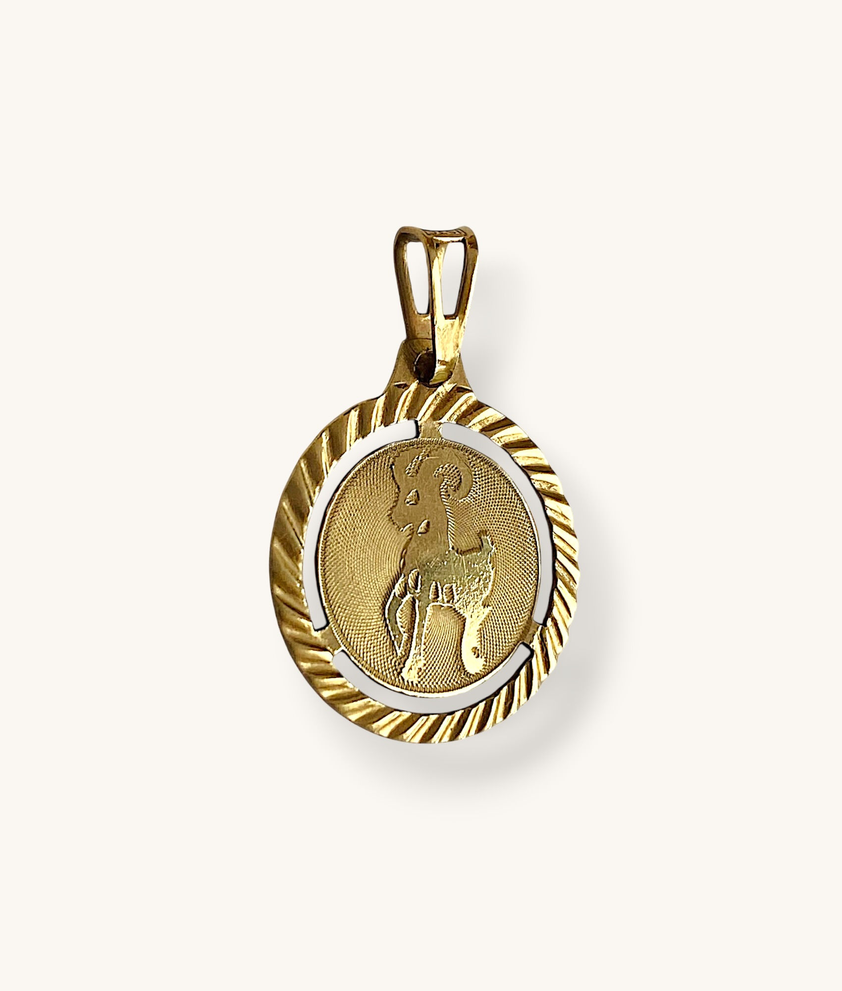10K YELLOW GOLD VINTAGE ARIES PENDANT - H