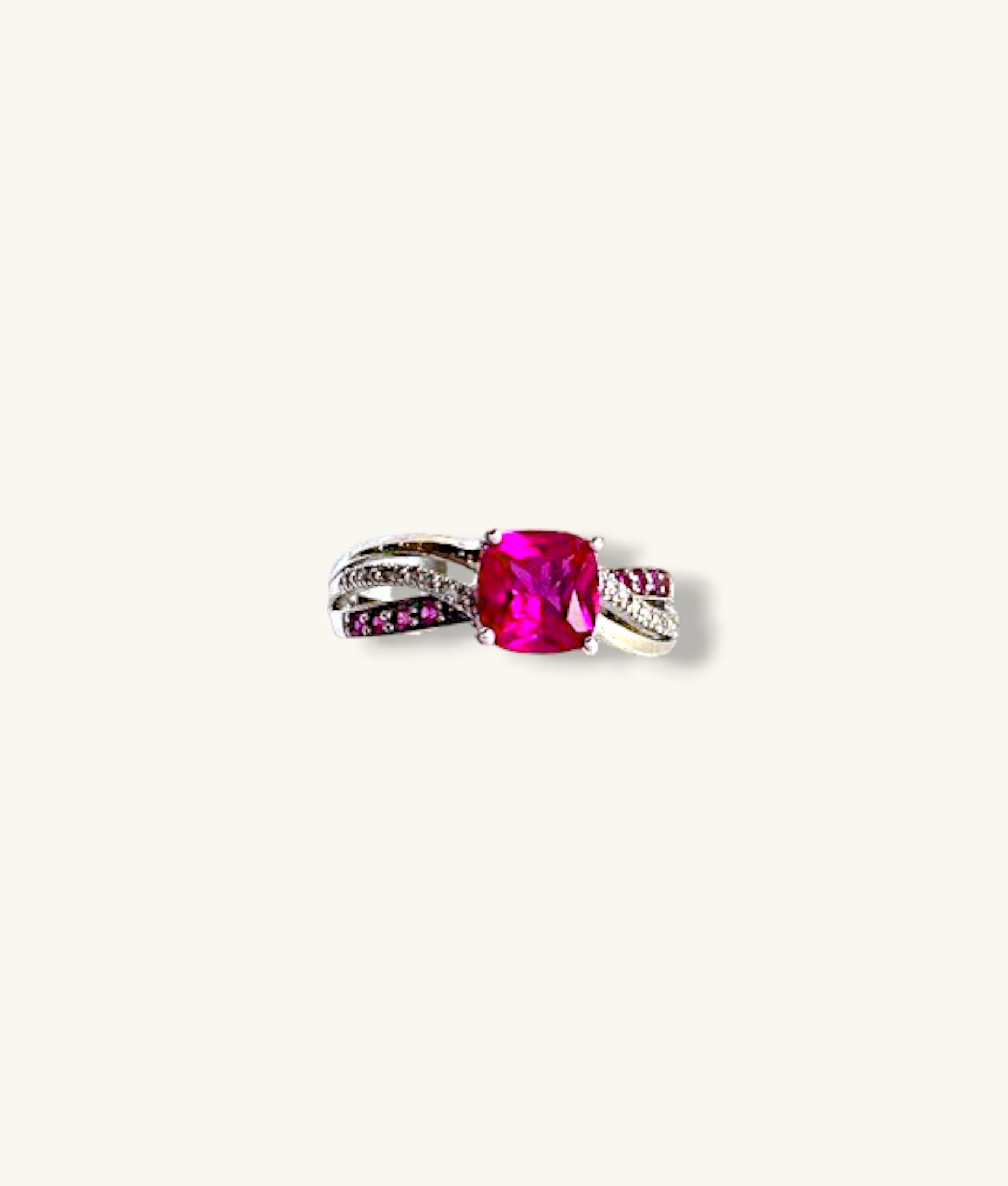 925 CUSHION CUT PINK CZ TWISTED RIBBON RING SZ 9.25 - RG925073 - HI