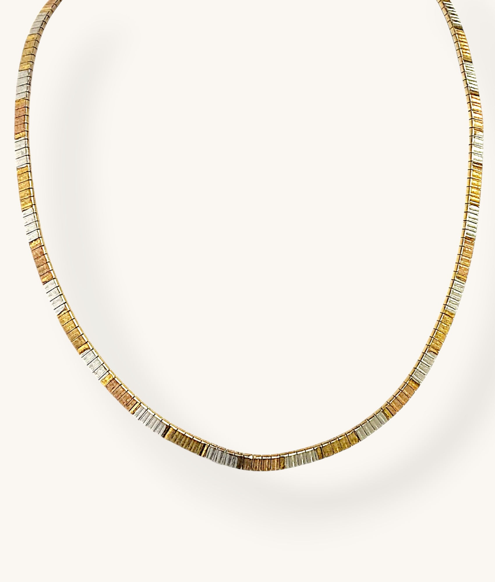 SILVER TWO-TONE FLAT OMEGA CHAIN 14" - H