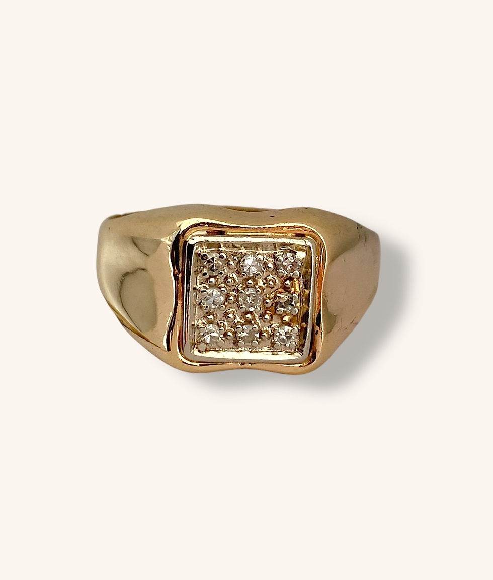 Thumbnail: 10K TWO-TONE WHITE & YELLOW GOLD DIAMOND RING - SZ 10 - H