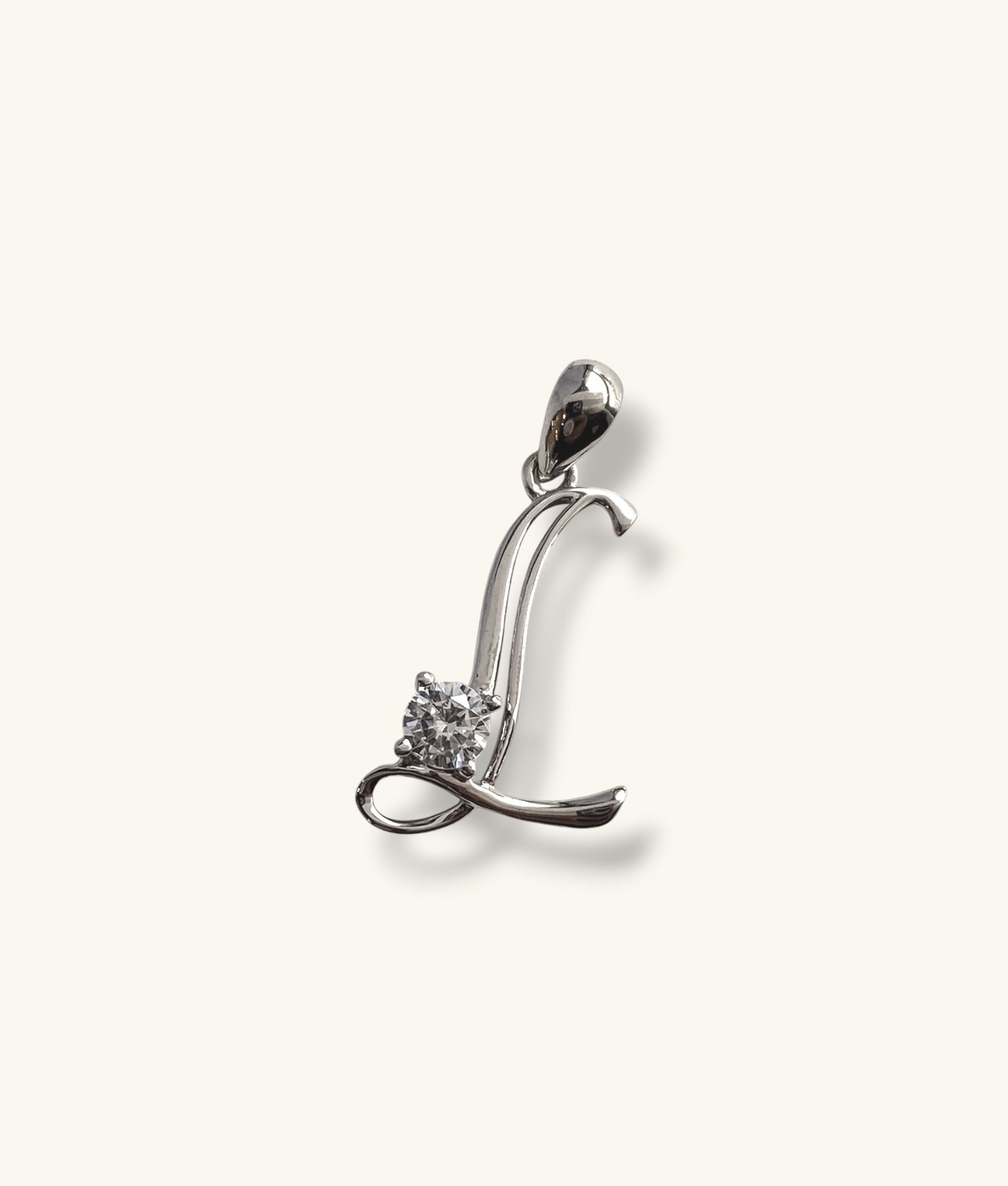 925 CUBIC ZIRCONIA CURSIVE “L” INITIAL PENDANT - PD925137 - HI