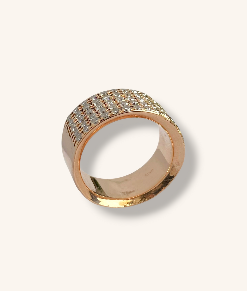 Thumbnail: 14K ROSE GOLD 1.0CT DIAMOND WIDE BAND RING - H