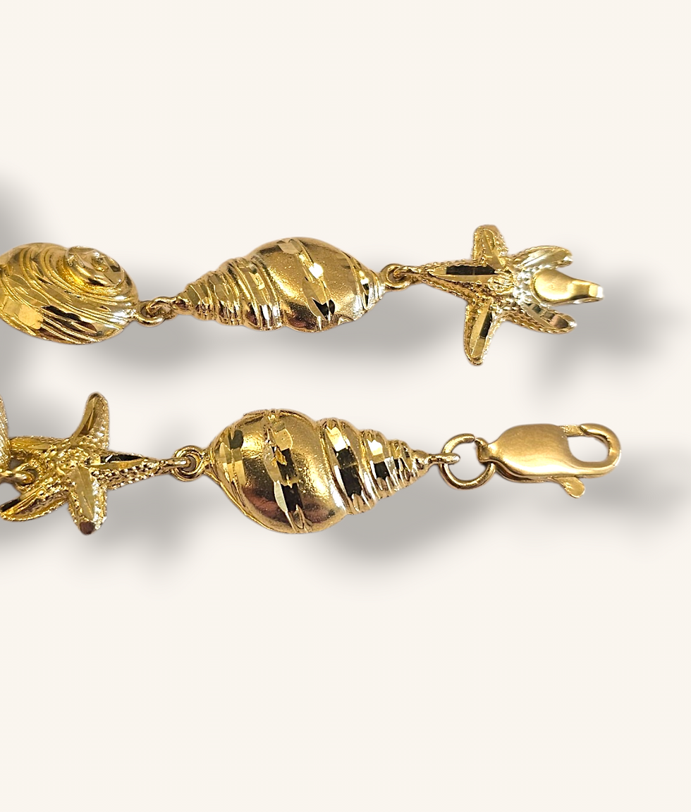 Thumbnail: 10K YELLOW GOLD SEA LIFE LINK BRACELET - 01144J