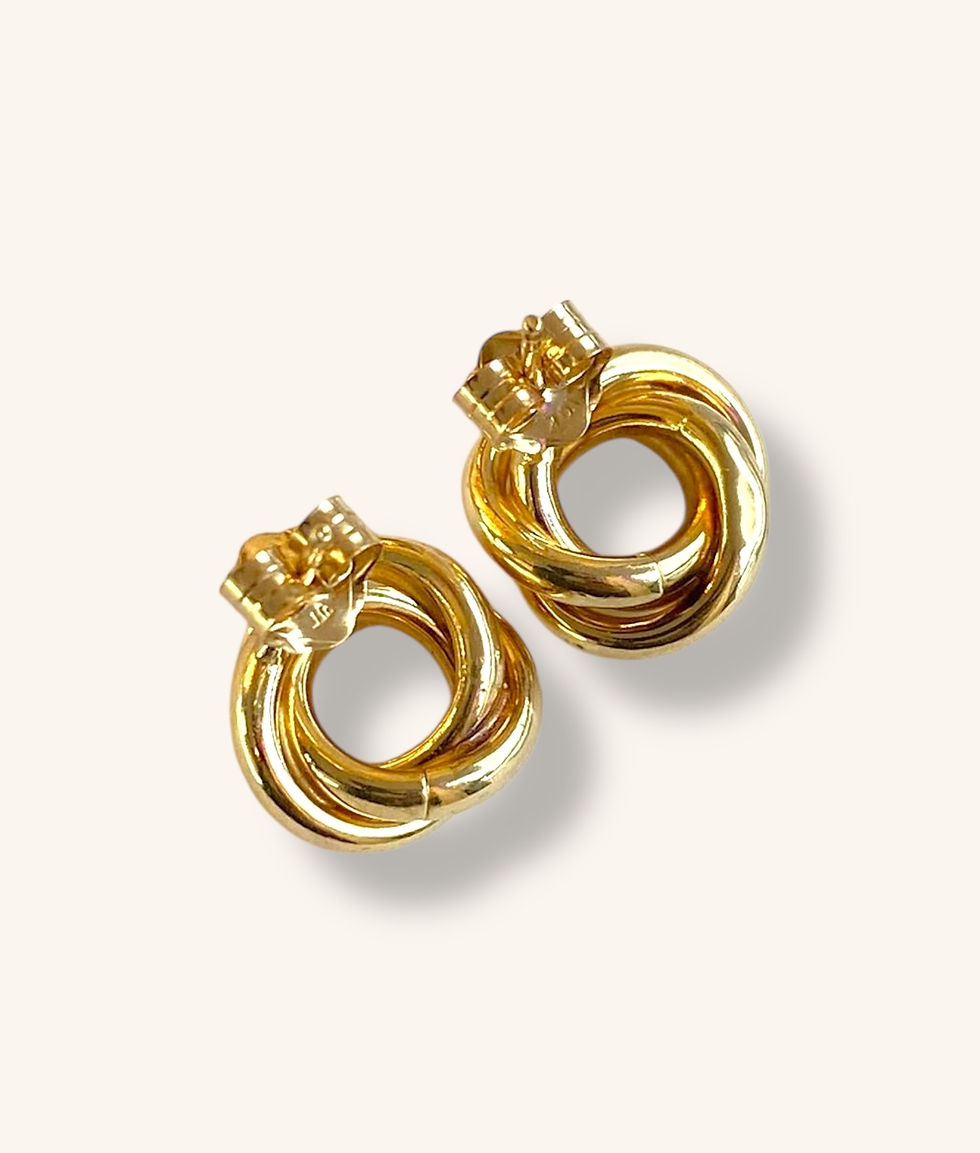 Thumbnail: 10K YELLOW GOLD HOLLOW LOVE KNOT STUD EARRINGS - H