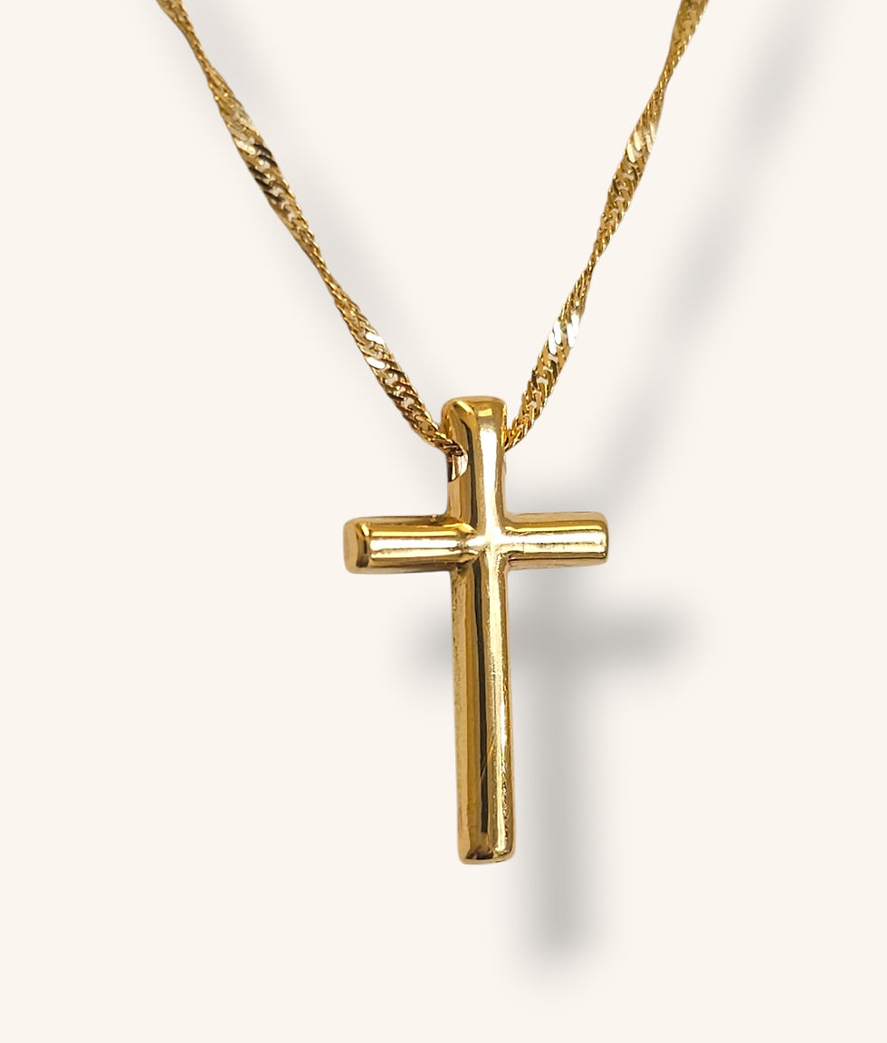Thumbnail: 14K YELLOW GOLD CROSS DIAMOND-CUT PENDANT NECKLACE 17.5" - 01238J