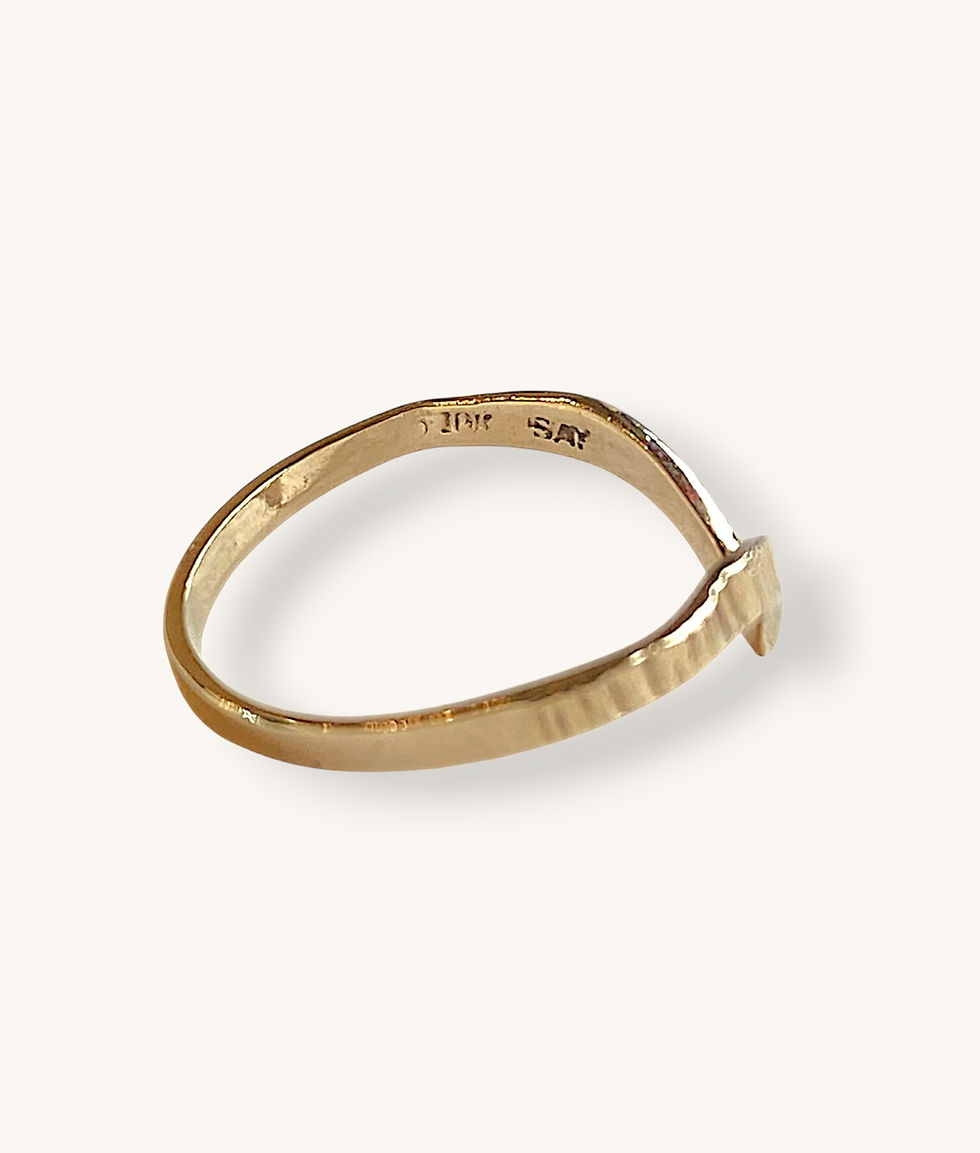 Thumbnail: 10K YELLOW GOLD TEXTURED CHEVRON V RING - H
