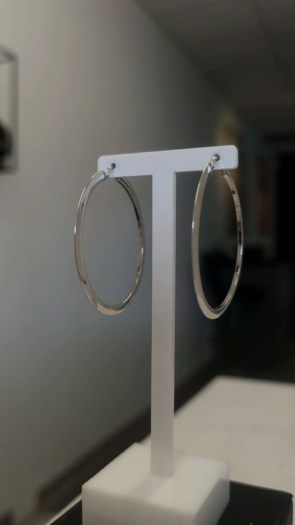Thumbnail: 14K WHITE GOLD 40mm POLISH HOOP EARRINGS - 01218J