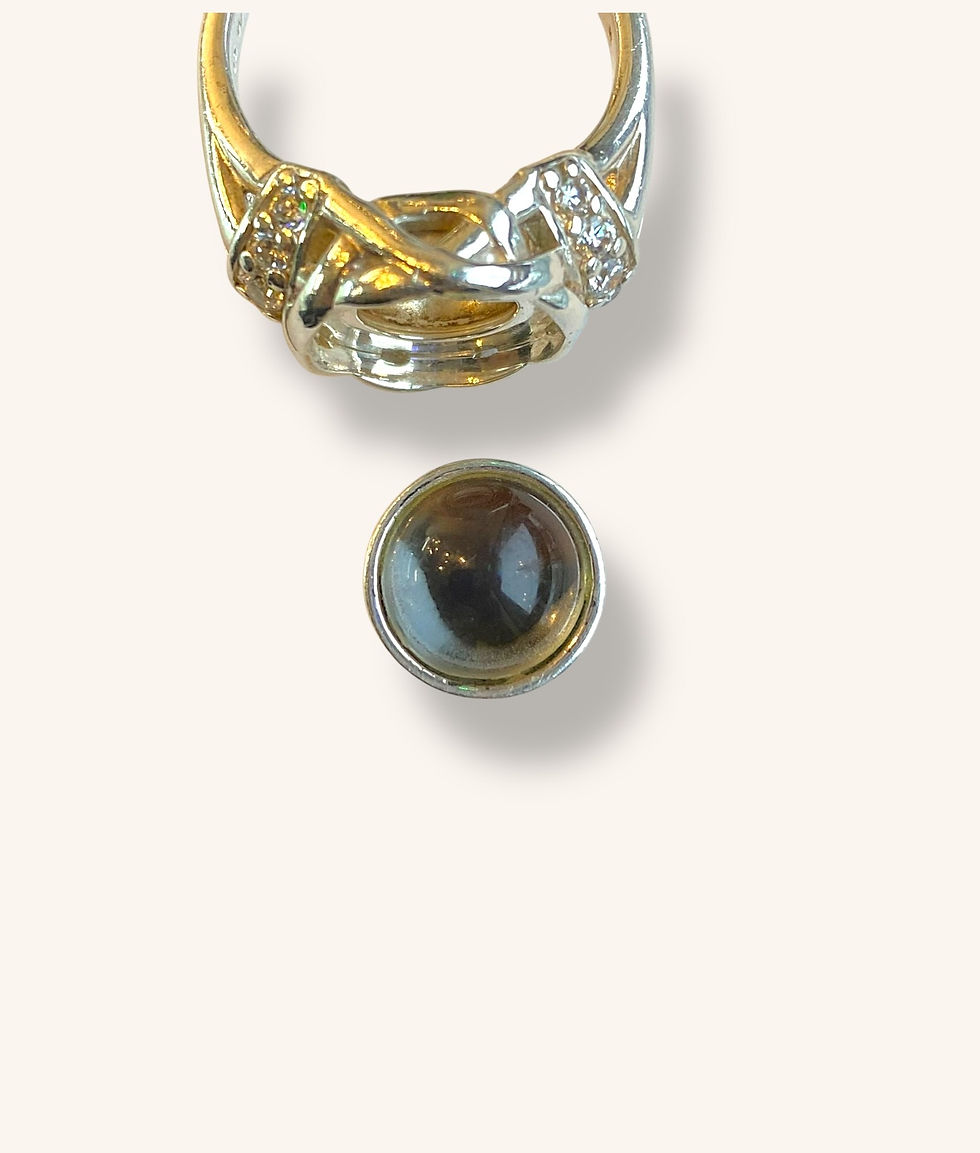Thumbnail: 925 SILVER KAMELEON INTERCHANGEABLE MOOD JEWEL POP RING - SZ 8.25 - H