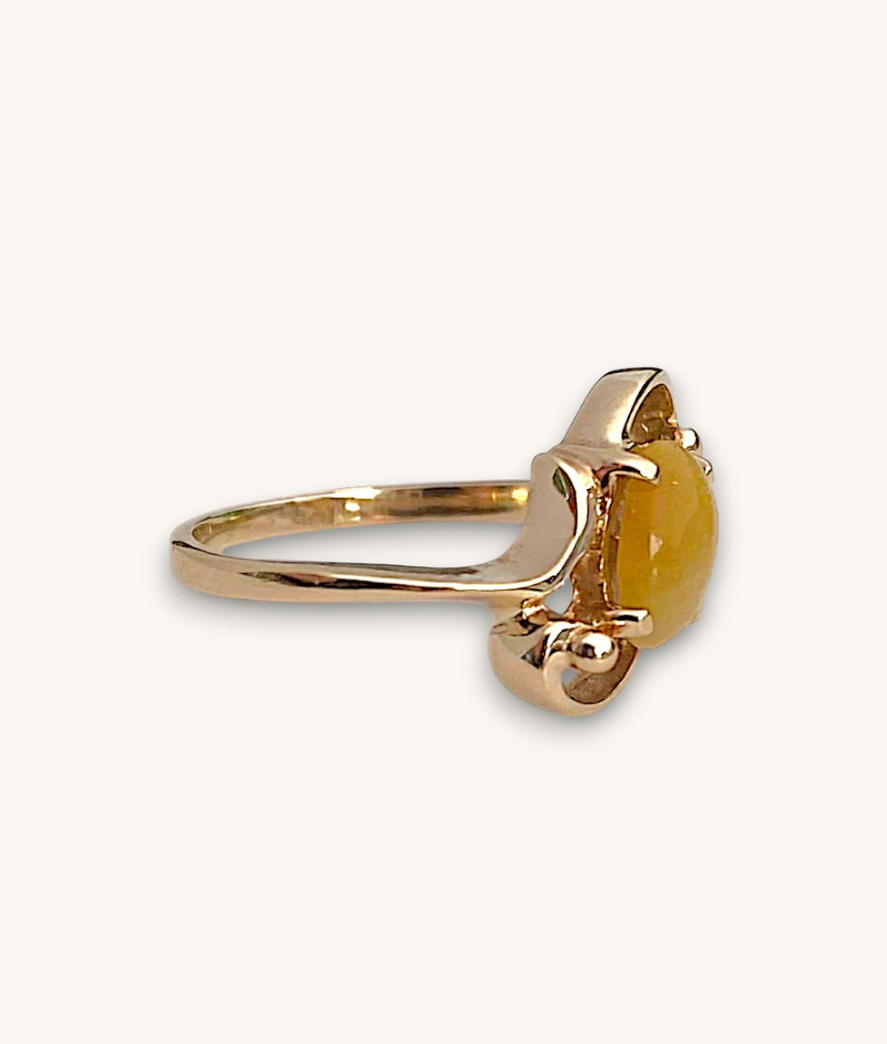 Thumbnail: 10K CHRYSOBERYL CAT’S EYE CABOCHON RING - SZ 3.5 - H