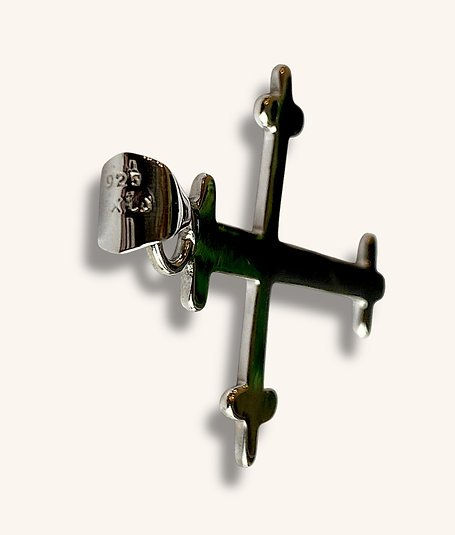 Thumbnail: 925 STERLING SILVER CROSS PENDANT 2.5" - H