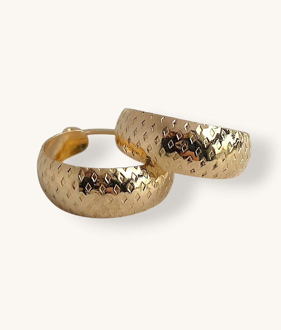 Thumbnail: 14K YELLOW GOLD FLAT DIAMOND CUT HUGGIE EARRINGS - H