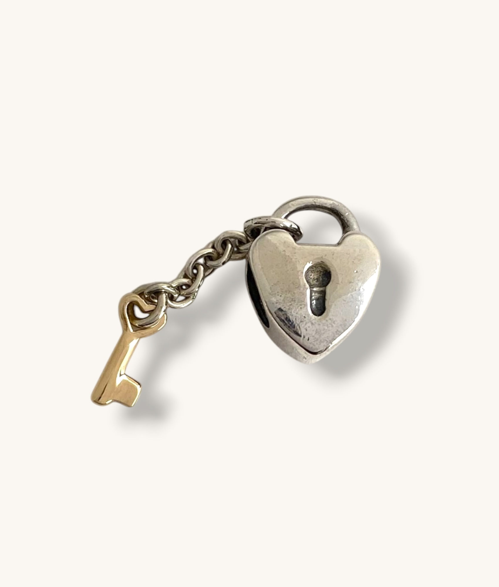 925 STERLING SILVER 14K TWO-TONE PANDORA KEY TO MY HEART CHARM - H