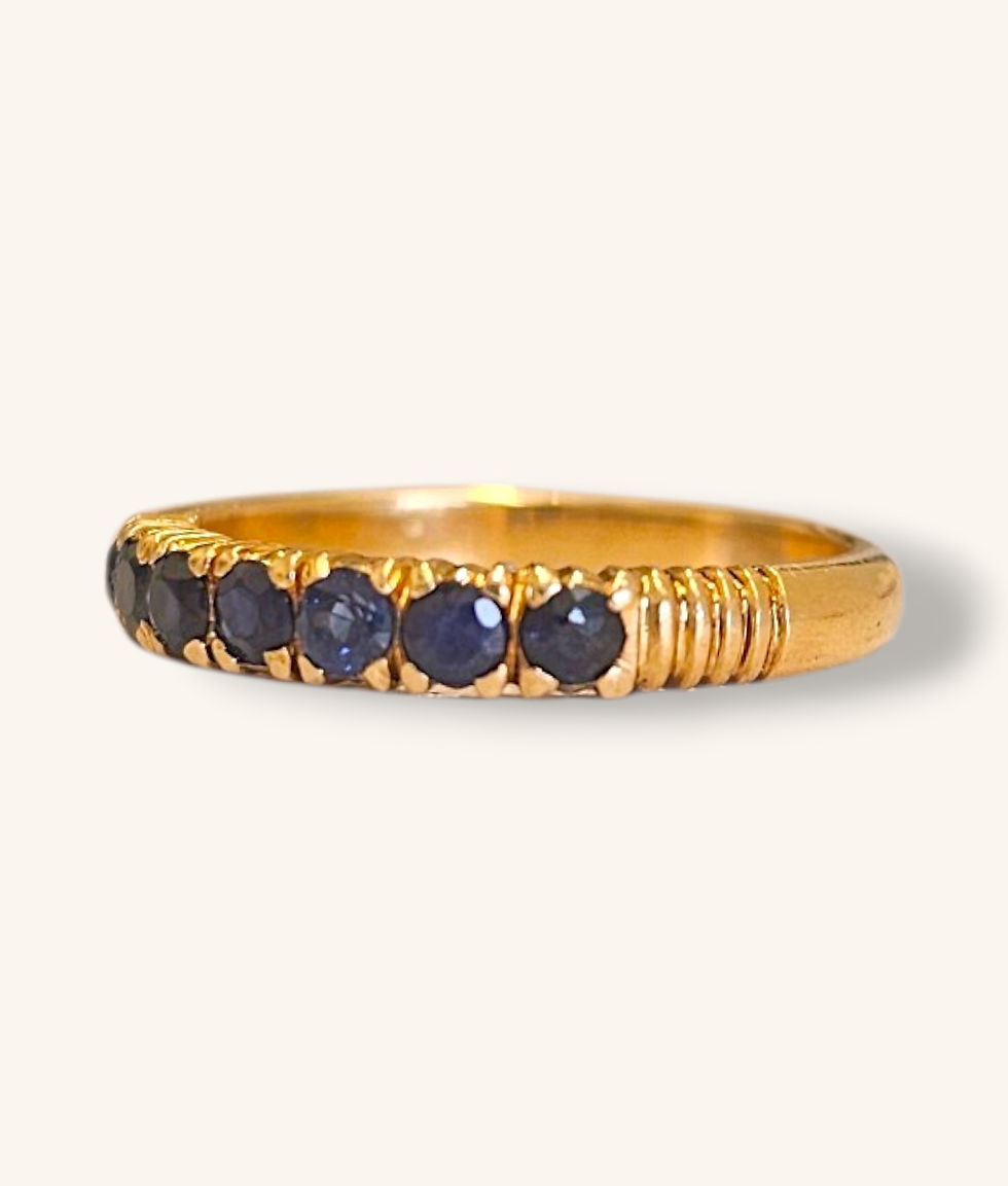 Thumbnail: 14K YELLOW GOLD SEMI-ETERNITY BLUE SAPPHIRE RINGSZ:6.5 - 01257J