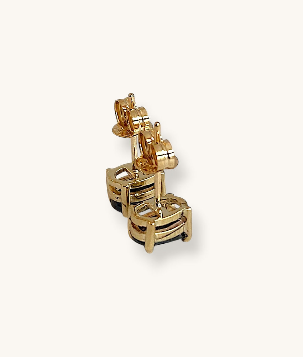 Thumbnail: 10K YELLOW GOLD OVAL CUT SAPPHIRE STUD EARRINGS - H