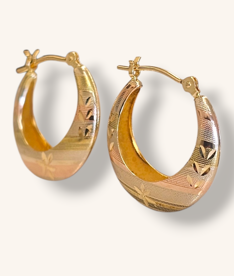 Thumbnail: 14K TRI-COLOR HOOP EARRINGS - 01219J